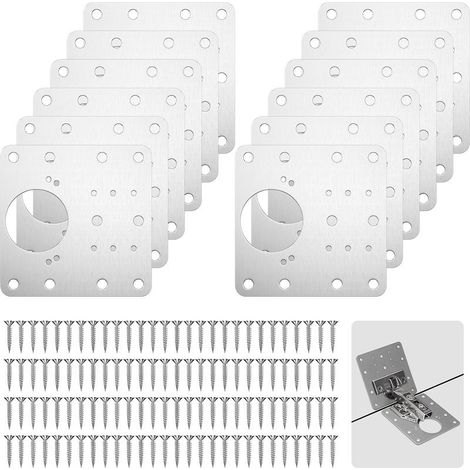 12-piece door hinge repair kit, furniture hinge repair kit, stainless steel hinges for cabinets, with holes and 72 screws, for wood, windows and shelves (1/5)