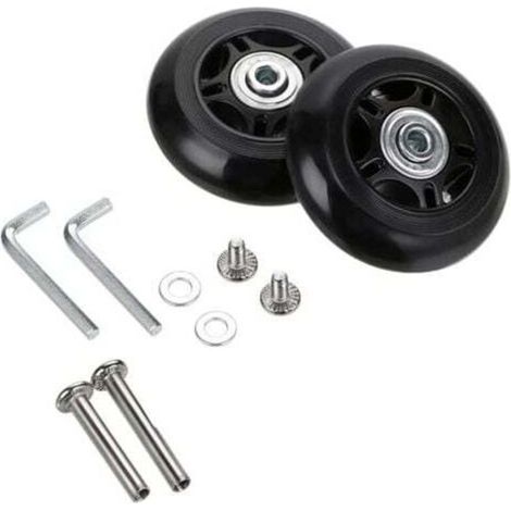 Set of 2 suitcase wheels replacement wheels luggage bearing repair 70x24mm black MUMU