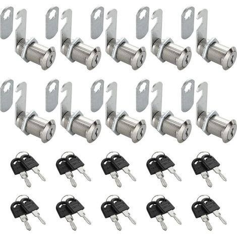 Lot de 10 Serrures Boîte aux Lettres 30mm Serrure Armoire Metallique, Barillet Boite aux Lettres en Alliage de Zinc avec 20 Clés pour Tiroir, Armoire, Placard, Boîte aux Lettres (1/5)