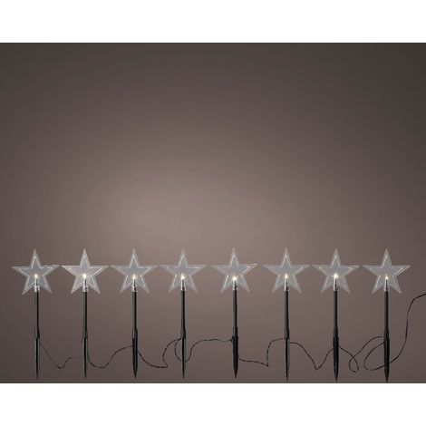 Decorazione a stella per esterno con pannello solare, 210 cm, 2 giochi di luce, con luce bianco caldo