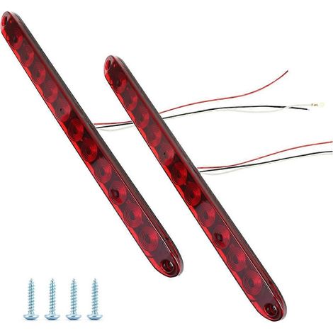 Lot de 2 feux arrière de freinage rouges à LED pour remorque - 11 LED, pour bateaux, camions et remorques 12 V (1/5)
