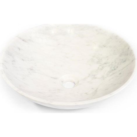 Saniclass Dia Vasque - 42x42x12cm - ronde - pierre naturelle marbre - Blanc poli