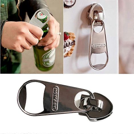 Ouvre-bouteille magnétique à motifs avec fermeture éclair, décapsuleur, accessoires de cuisine et de bar (1/4)
