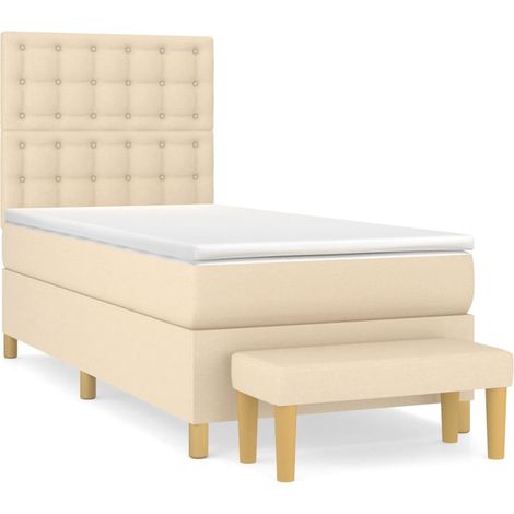 Maison Exclusive - Giroletto a Molle con Materasso Crema 90x200 cm inTessuto