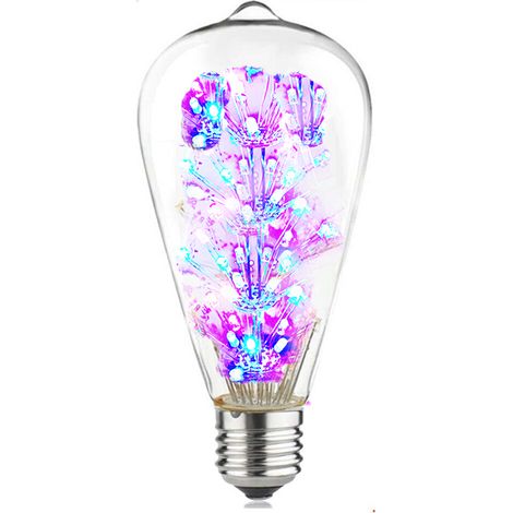 Lampadina led 3W luce multicolor attacco E27 pera vintage ST64 stella luminosa (1/4)