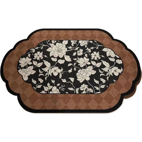 Vintage Blumen Badezimmer Teppichmatte, unregelmäßige Form, geeignet für Badezimmer, Dusche, Eingangsbereich, Innen- und Außenbereich (5080 cm)