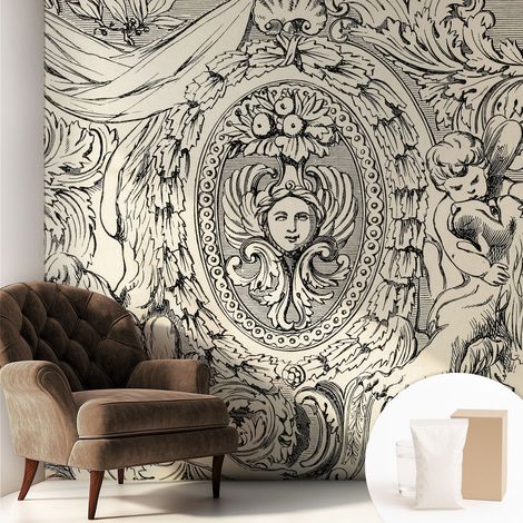 Papier peint intissé mural avec imprimé pour décoration pour salon pour chambre à coucher pour entrée Richesse des ornements 250x250 cm (1/5)