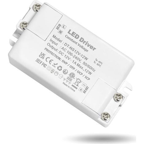 Transformateur 220V 12V LED 12W, Alimentation 1A, Driver, Transfo AC à DC, Convertisseur Pour CCTV MR16 G4 MR11 GU5.3 Ampoule et Bande Lumineuse LED, Non Dimmable (1/5)