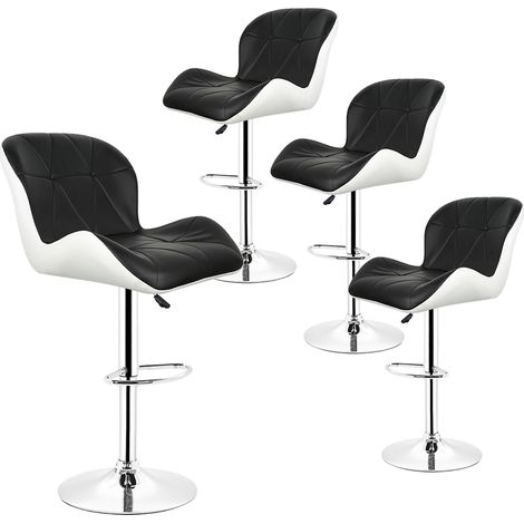 Aqrau 4 Tabouret de bar maison Petit déjeuner Table pivotante réglable en hauteur - Noir blanc (1/5)