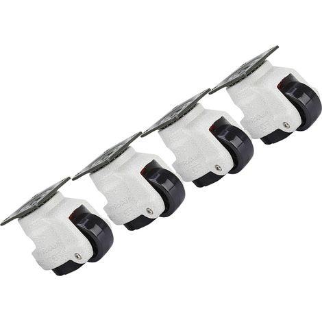 Kit de 4 roulettes pivotantes escamotables à nivellement pour équipement industriel charge 220 lbs en nylon et alliage d'aluminium 1.5 pouces (1/5)