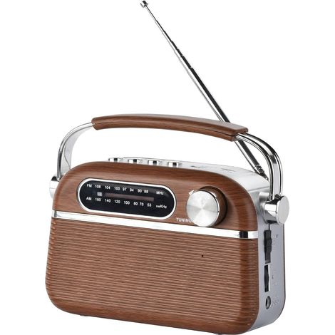 Radio Vintage Grandes Ondes Aspect Bois, AM/FM/SW Lecteur USB/Carte Micro SD Prise Secteur ou Pile (Non Incluse) (1/5)
