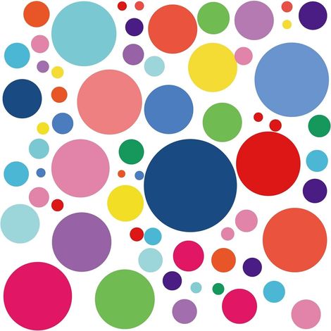 8 Feuille D'Autocollants Ronds Colorés pour Fenêtre Autocollants Muraux Simples et Auto Adhésifs en PVC Imperméables pour Chambre à Coucher Bureau Salle de Classe Restaurant Cuisine Vitrine