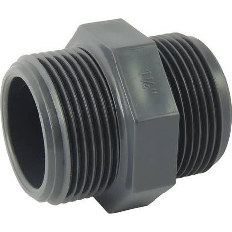 Mamelon mâle-mâle PVC-U à visser PN16 – Jonction double filetée 1''1/2 – Résistance chimique et anticorrosion – Pour réseaux hydrauliques – Ezfitt