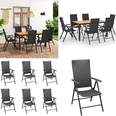 Ensemble à manger de jardin 7 pcs noir et marron - Salon De Jardin - Set De Jardin - Table De Jardin - Chaises De Jardin - Mobilier De Jardin - Home & Living (1/5)