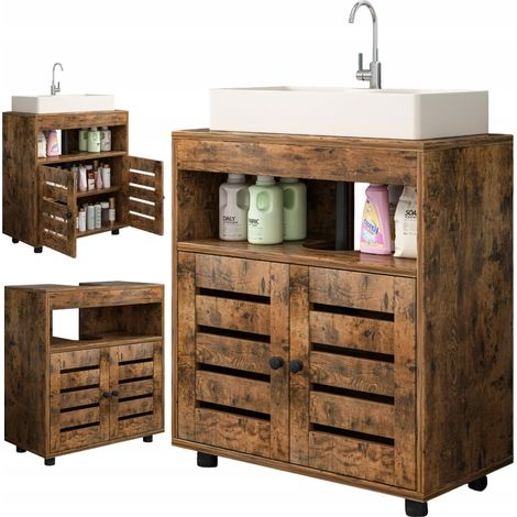 Badezimmerschrank unter dem Waschbecken mit Regalen und Türen, 60 cm (1/5)