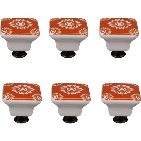 Boutons carrés en céramique imprimée, 6 unités, 01 (1/5)