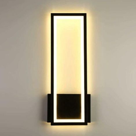 Applique Murale LED Moderne Rectangulaire Éclairage pour Chambre Couloir Salon Escalier Lumière Chaud 16W 3000K Acrylique Noir Blanche (1/4)