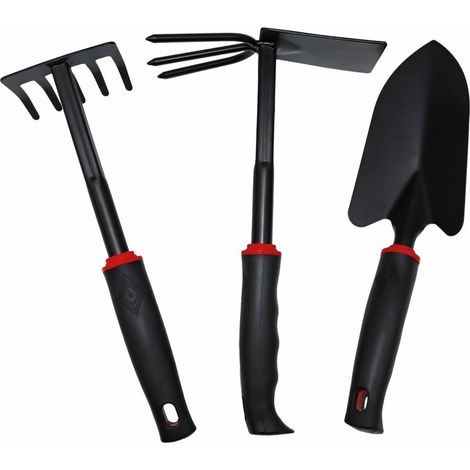 CHOYCLIT Lot de 3 outils de jardinage à main en acier inoxydable   Noir