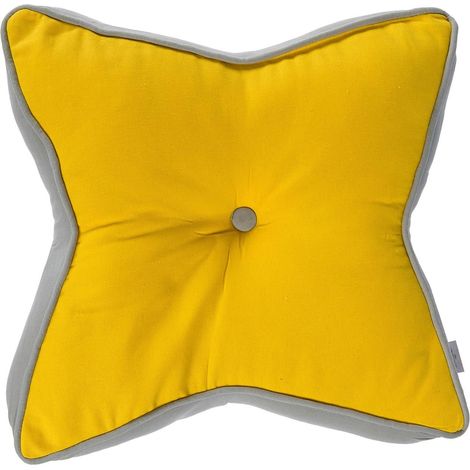 HOMESCAPES Coussin de sol en forme d'étoile jaune et gris