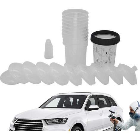 Pistolet à peinture pour voitures, bol mélangeur de peinture de voiture et kit de liner, gobelet de pistolet pulvérisateur, pot de peinture universel sans lavage, pot supérieur 400 ml, outil mélangeur (1/5)