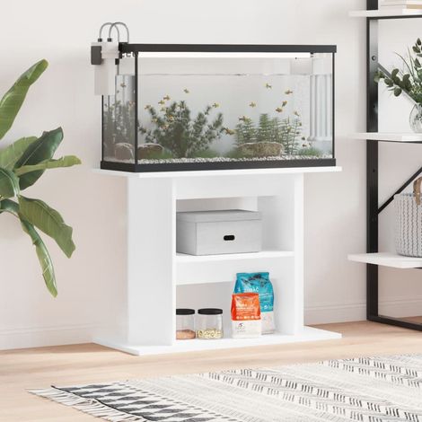 Meuble Support Blanc Aquariums 80 X 30-35 cm. 1 étagère Support solide et stable pour aquariums (1/5)