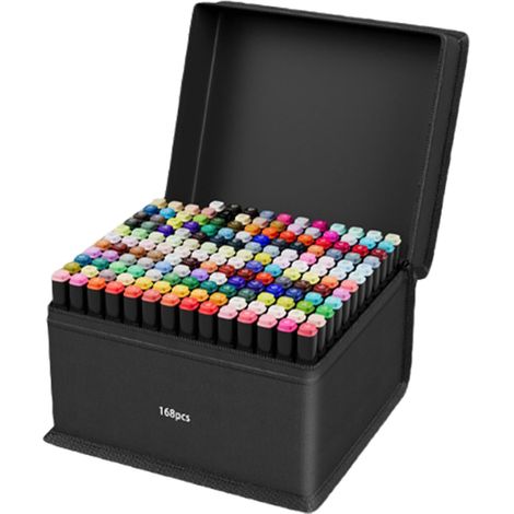Feutres Pour Adultes Set de Marqueurs Artistiques pour Coloriage 168 Couleurs Outils Créatifs Stylos Esthétiques Fournitures Scolaires, Kit Artisanat Pour Adultes Dessin Peinture (1/5)