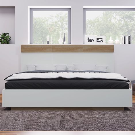Cama matrimonio somier flotante 140x200 blanco OKMYHOME (1/5)