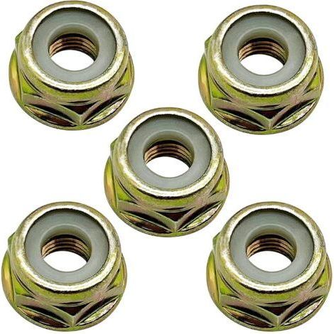 Pack of 10 universal M10 x 1.25 reverse threaded nut replacement for brush cutters and trimmers, compatible with gear heads and accessories. (1/4)