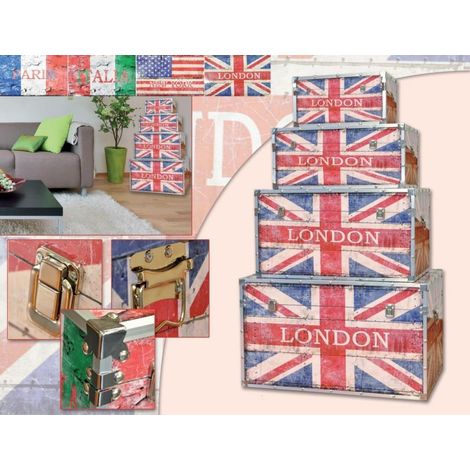 Scatola Baule Pouf flag Inghilterra London small 22 x 49 x 28,5 cm (1/2)