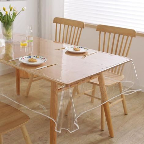 Nappe Transparente Lavable,OUYLAF, Film de Protection pour Table, Nappe PVC Transparente Rectangulaire (140220cm), pour une Protection Imperméable et Résistante à l’huile des Tables et des Meubles (1/4)