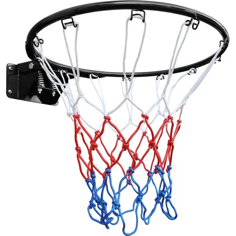 Anneau de basketball 45,72 cm avec double ressort et filet - acier solide pour montage mural et enterré, intérieur et extérieur noir (1/5)