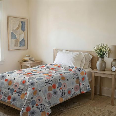 Couvre-lit matelassé d’été en Microfibre Douce imprimée – Couette mi-Saison – Acquerello, Simple 160x240 cm (1/5)