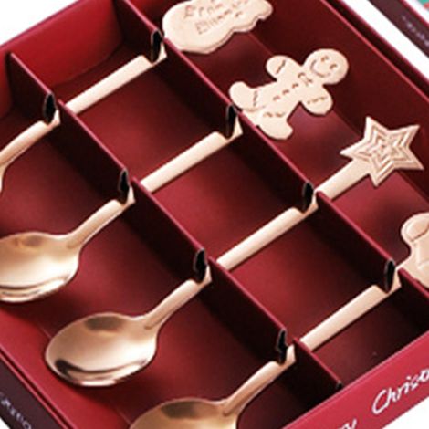 Teelöffel-Set aus Edelstahl, Dessert- und Kuchenlöffel, ideal als Weihnachtsgeschenk für Familie und Freunde, Roségold (1/4)