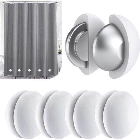 Rideau de Douche avec aimants Solides en Silicone, ne Rouille Pas, ne se détache Pas, empêche Le Rideau de Douche de souffler Les fenêtres, Les Rideaux, Les Poids de la Nappe (Blanc, 4 Paires) (1/5)