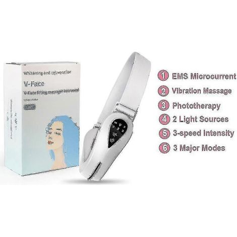 Mikrostrom-Gesichtsstraffungsgerät mit V-Formung, EMS-Gesichtsmassagegerät zur Reduzierung des Doppelkinns, LED-Lichttherapie-Gesichtsstraffungsgerät (1/4)