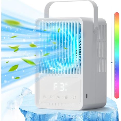 Refroidisseur d'air portable 4 en 1, mini refroidisseur d'air personnel avec minuterie, ventilateur de refroidissement, refroidisseur par évaporation silencieux for chambre à coucher, bureau à domicil (1/5)