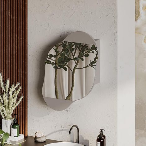 Specchio da Bagno con Armadietto Nuvola 60x13x75 cm in Melamina Moka Chiaro (1/4)