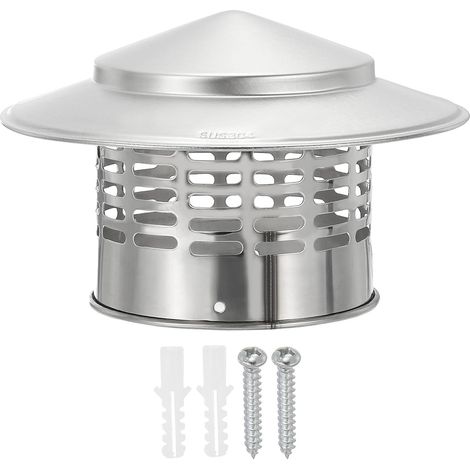 Chapeau de Cheminée de 6", Acier Inoxydable 304, Capuchon Couverture de Cheminée Rond avec Écran de Protection de Toit et Vis pour l'Échappement de Cheminée Extérieure du Poêle (1/5)