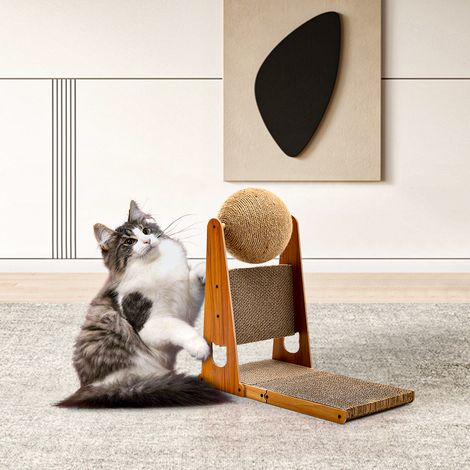 L-Shaped Cat Scratcher with Cat Scratching Ball (1/5)