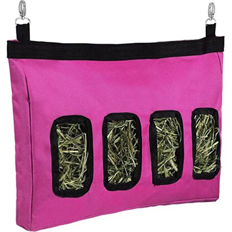 4 ports Bunny hay Feeding Bag sac de rangement suspendu pour petits animaux (rose rouge) (1/5)