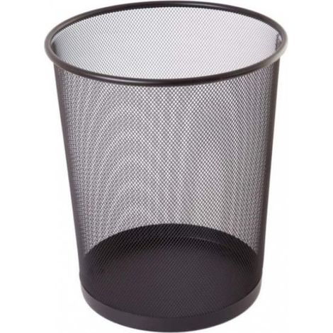 Corbeille à papier - Poubelle de bureau - Noir - Métal - 26,5x23cm - Petit modèle