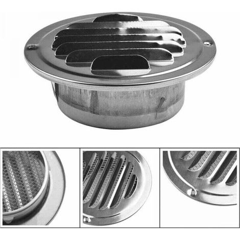 Grille de ventilation ronde - Aération - Conduit d'évacuation - Acier inoxydable, maille, diamètre 120mm - Électriciens, particuliers (1/4)