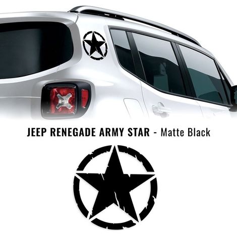 Adesivi Stella Army per Jeep Renegade, 2 Pezzi - Dimensione: 20 CM - Colore: NERO OPACO