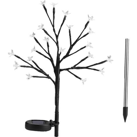 Lampe Solaire LED Arbre Fleuri - Lumière Blanche Chaude 20 LEDs - Décoration Jardin Extérieur Intérieur - 1 Pièce (1/5)