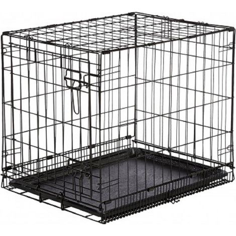 TRADE SHOP - Gabbia Per Cani Cane In Metallo Nero 96 X 84 X 64 Cm Per Trasporto Con Ruote - (1/5)