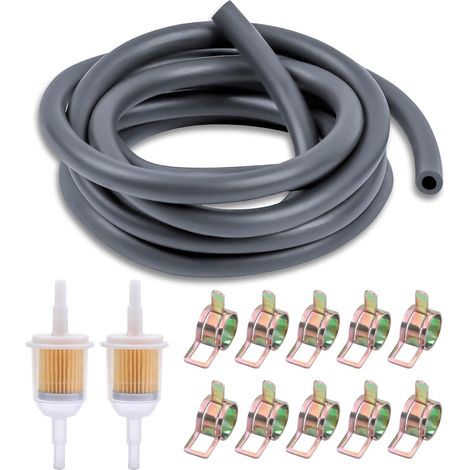 13 Pcs Filtres à Essence pour Moto: 2 Pcs 6mm/8mm Filtre à Carburant pour Motos 2m Kit de Tuyau de Carburant 10 Colliers de Serrage, Kit de Filtre à Carburant en Ligne pour Scooter Moto Voiture (1/5)
