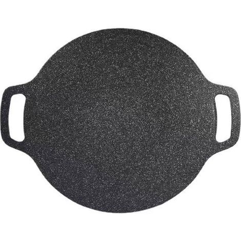 Plaque À Grillage Ronde - Revêtement Antiadhésif - Compatible Fourneau Électrique Et Gaz - Poignées Accrochables - Pour Cuisson Extérieure Ou Intérieure - Diamètre 24 cm (1/5)
