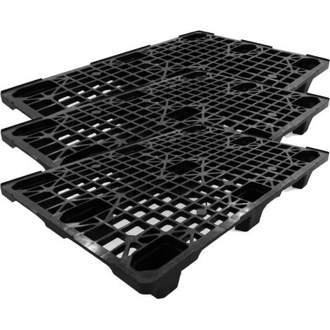 Palet Negro 120x80x14,5 cm  Pack 3 Palet Encajable para Transporte  Polietileno Alta Densidad  Ligero y Resistente (1/5)