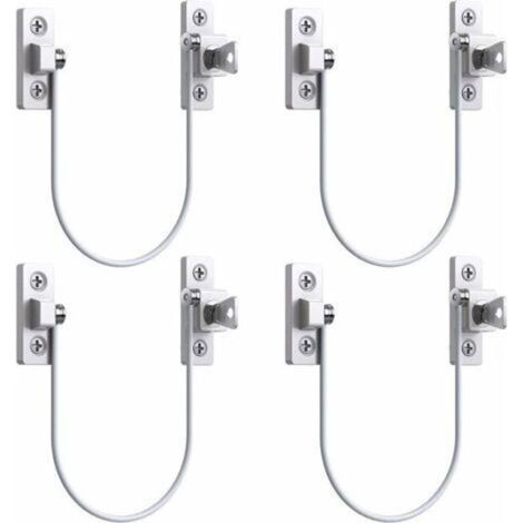 4pcs Entrebâilleur Fenêtre Porte Restricteur de Porte de Fenêtre Verrou Fenetre UPVC Verrouillage de Limite Verrou de Sécurité Câble Serrure de Limite Avec Clé et Vis-- (1/4)