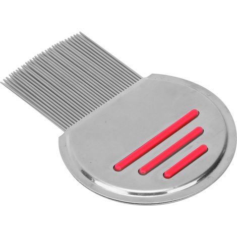 Peigne pour animaux de compagnie, peigne semi-circulaire à pointe ronde en acier inoxydable pour chien, pour enlever les poils et les puces, rouge vif (1/5)